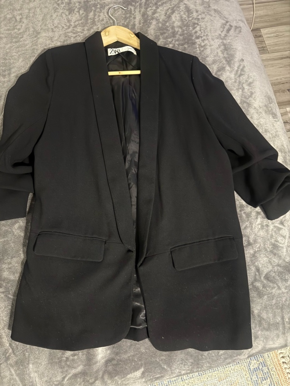 Zara Black Shawl-Collar Open Blazer